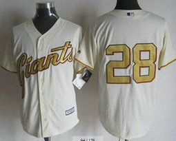 San Francisco Giants #28 Buster Posey Cream With Gold Program Game Authentic Stitched MLB Jersey