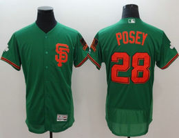 San Francisco Giants #28 Buster Posey Green St Patrick's Day Authentic Stitched MLB Jersey
