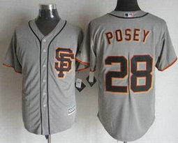 San Francisco Giants #28 Buster Posey Grey SF Game Authentic Stitched MLB Jersey