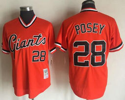 San Francisco Giants #28 Buster Posey Orange Pullover Throwback Authentic Stitched MLB Jersey