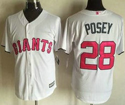 San Francisco Giants #28 Buster Posey White Mother's Day Game Authentic Stitched MLB jersey