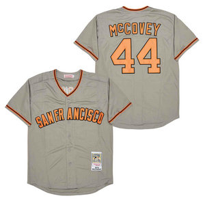 San Francisco Giants #44 Willie McCovey Crey Throwback Authentic Sitched MLB jersey