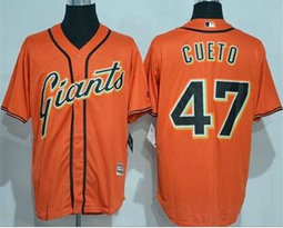 San Francisco Giants #47 Johnny Cueto Orange Game Authentic Stitched Baseball Jersey