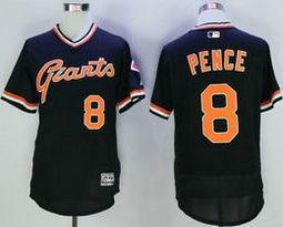 San Francisco Giants #8 Hunter Pence Black Player Pullover Authentic Stitched MLB Jersey
