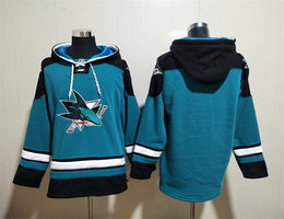 San Jose Sharks Blank Blue All Stitched Hooded Sweatshirt