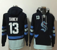 Seattle Kraken #13 Brandon Tanev Navy All Stitched Hooded Sweatshirt