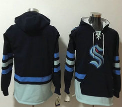 Seattle Kraken Blank Navy All Stitched Hooded Sweatshirt