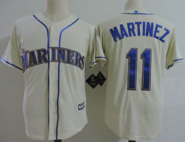 Seattle Mariners #11 Edgar Martinez Cream Game Authentic Stitched MLB Jersey