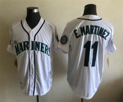 Seattle Mariners #11 Edgar Martinez White Throwback Authentic Stitched MLB jersey