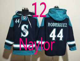 Seattle Mariners #12 Naylor Blue All Stitched Hooded Sweatshirt