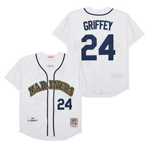Seattle Mariners #24 Ken Griffey White 1989 Throwback Stitched MLB Jersey