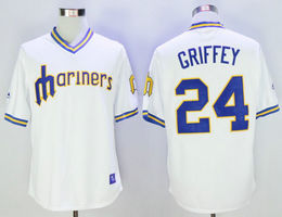 Seattle Mariners #24 Ken Griffey White Pullover Authentic Stitched MLB Jersey