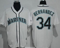Seattle Mariners #34 Felix Hernandez White Game Authentic Stitched MLB jersey