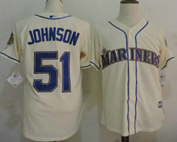 Seattle Mariners #51 Randy Johnson Cream Game Authentic Stitched MLB jersey