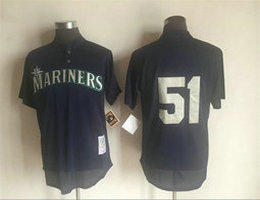 Seattle Mariners #51 Randy Johnson Navy Blue No name Throwback Authentic Stitched MLB jersey