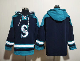 Seattle Mariners Blank Blue All Stitched Hooded Sweatshirt
