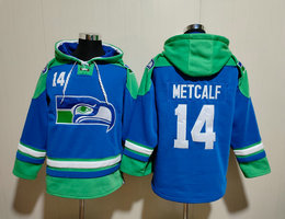 Seattle Seahawks #14 D.K. Metcalf Blue 2023 All Stitched Hooded Sweatshirt