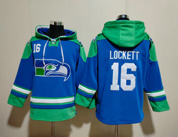 Seattle Seahawks #16 Tyler Lockett Blue 2023 All Stitched Hooded Sweatshirt