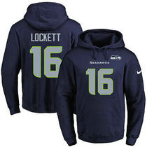 Seattle Seahawks #16 Tyler Lockett Navy Blue Name & Number Stitched Pullover Hoodie