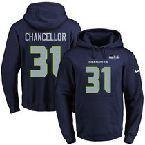 Seattle Seahawks #31 Kam Chancellor Navy Blue Name & Number Stitched Pullover Hoodie