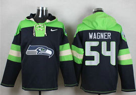 Seattle Seahawks #54 Bobby Wagner Navy Blue (Name Number Team Logo) Stitched Pullover Hoodie