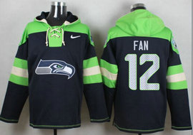 Seattle Seahawks 12th Fan Navy Blue (Name Number Team Logo) Stitched Pullover Hoodie