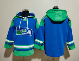 Seattle Seahawks Blank Blue 2023 All Stitched Hooded Sweatshirt
