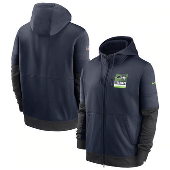 Seattle Seahawks Nike College Navy Sideline Impact Lockup Performance Full-Zip Hoodie