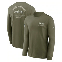 Seattle Seahawks Olive 2025 Salute To Service Sideline Long Sleeve T-Shirt