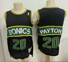 Seattle Sonics #20 Gary Payton Black Hardwood Classics Authentic Stitched NBA jersey
