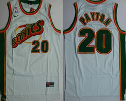 Seattle Sonics #20 Gary Payton White Authentic Stitched NBA jersey