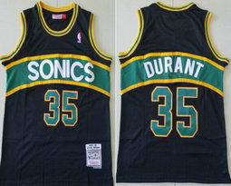 Seattle Sonics #35 Kevin Durant Black 07-08 Hardwood Classics Authentic Stitched NBA jersey