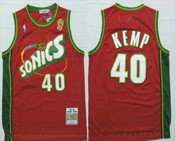 Seattle Sonics #40 Shawn Kemp 1997-98 Red Authentic Stitched NBA jersey