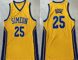Simeon High School #25 Derrick Rose Yellow Basketball Jersey