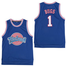 Space Jam Tune Squad #1 Bugs Blue Authentic Stitched NBA Jersey