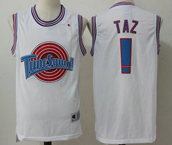 Space Jam Tune Squad #1 Taz White Mesh Authentic Stitched NBA Jersey