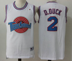 Space Jam Tune Squad #2 Daffy Duck White Mesh Authentic Stitched NBA Jersey