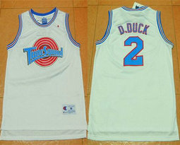 Space Jam Tune Squad #2 Daffy Duck White Movie Stitched Basketball Jersey