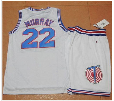 Space Jam Tune Squad #22 Bill Murray White Authentic Stitched NBA Suit Jersey