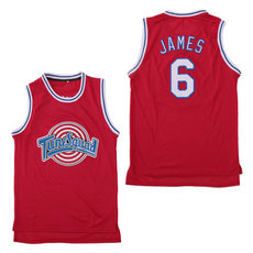 Space Jam Tune Squad #6 LeBron James Red Authentic Stitched NBA Jersey TYG