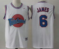 Space Jam Tune Squad #6 LeBron James White Mesh Authentic Stitched NBA Jersey