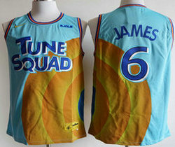 Space Jam Tune Squad #6 Lebron James New blue Authentic Stitched NBA Jersey