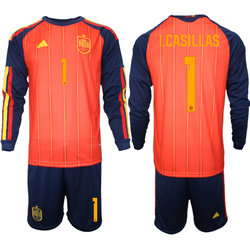 Spain #1 I.Casillas long sleeve Home 2026 World Cup Soccer jersey