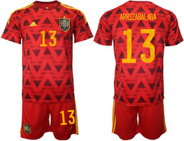 Spain #13 ARRIZABALAGA 2022 World Cup National Soccer Jersey