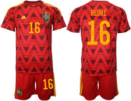 Spain #16 REDRI 2022 World Cup National Soccer Jersey