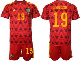 Spain #19 DIEGO COSTA 2022 World Cup National Soccer Jersey