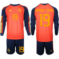 Spain #19 Lamine Yamal long sleeve Home 2026 World Cup Soccer jersey
