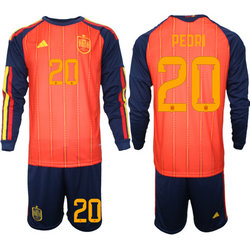 Spain #20 Pedri long sleeve Home 2026 World Cup Soccer jersey