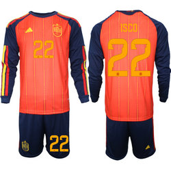 Spain #22 Isco long sleeve Home 2026 World Cup Soccer jersey