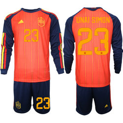 Spain #23 Unai Simon long sleeve Home 2026 World Cup Soccer jersey